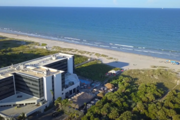 hilton cocoa beach resort hotel aerial shot Video Marketing Production Florida Brevard Space Coast